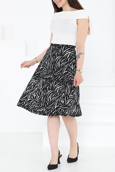 TOFİSA Patterned Mini Skirt Black - 27236