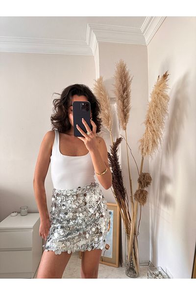 SANX Sequin Sequined Design Skirt