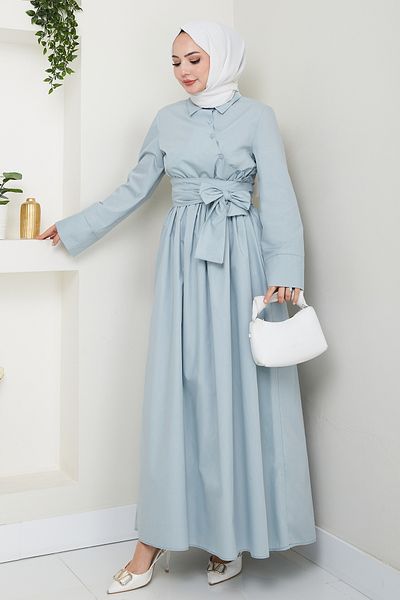 InStyle Rochie albastru bebeluș cu detaliu asimetric cu nasturi