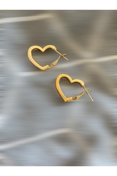DORA-SS Earrings Heart Design Gold Model Steel Elegant