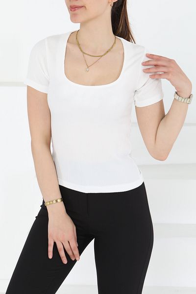 TOFİSA Short Sleeve Blouse White - 27235