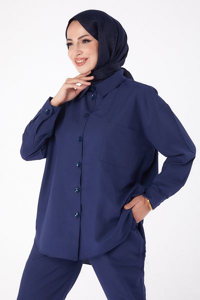 TOFİSA Tunic Trousers Double Set Navy Blue - 27086
