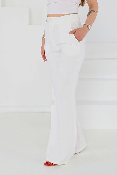 TOFİSA Striped Fabric Trousers White - 27247