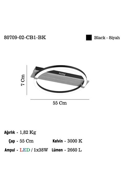 LUCEA BERGO B.BOY LEDLİ PLAFONYER AVİZE 38W 3000K