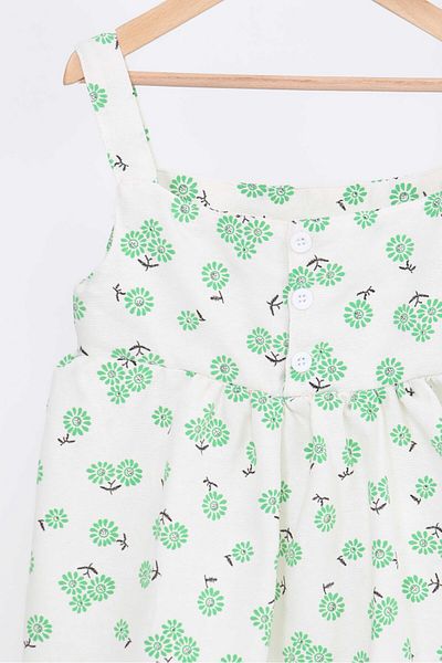 TOFİSA Girl's Green Floral Patterned Dress - 27217