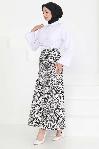 TOFİSA Patterned Kiloş Skirt White - 27238