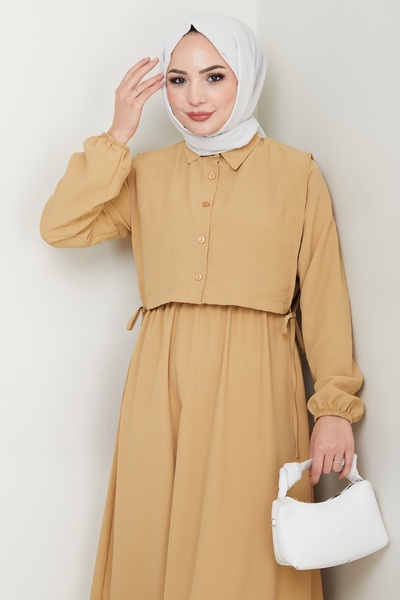 InStyle Camel Dress with Bolero Tie