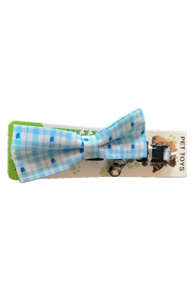 OEM Zgarda pentru Caini si Pisici Talie Mica, Design Papion, Albastru