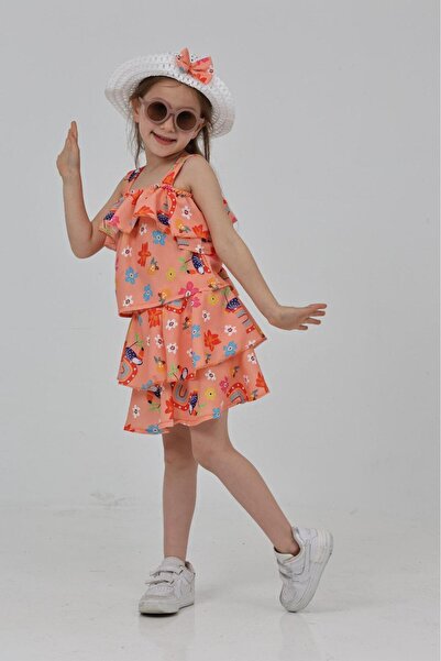 TOFİSA بدلة قوس قزح برتقالية للبنات - 27209