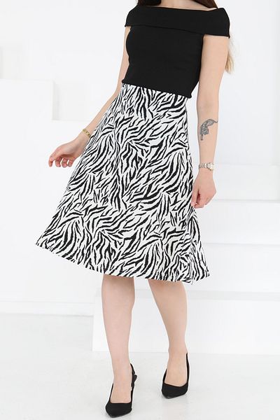 TOFİSA Patterned Mini Skirt White - 27236