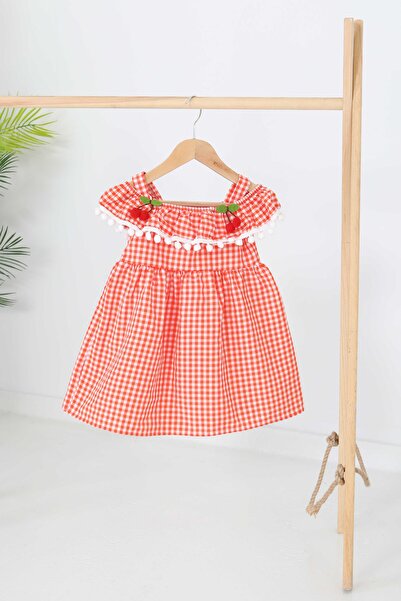 TOFİSA Girl's Orange Cherry Dress - 27164