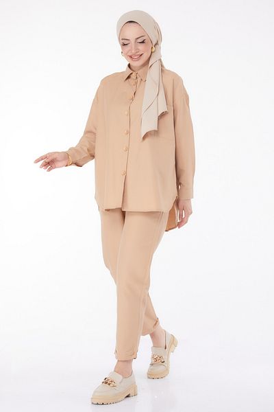 TOFİSA Tunic Trousers Double Set Mink - 27086