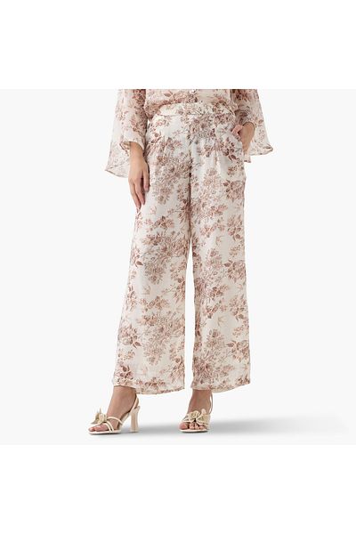 Iconic Iconic All-Over Floral Print Wide Leg Pants