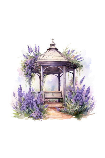 INOVATIX Set de 8 piese, autocolant foișor cu flori mov, INOVATIX®. 6 cm