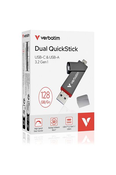 Verbatim Verbatim Memory Stick dual connectivity, USB-C/USB-A, 128GB, SSD level performance