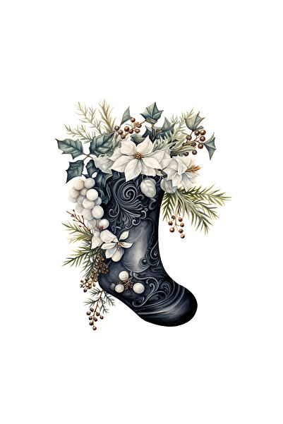 INOVATIX Σετ 8 τεμαχίων, Αυτοκόλλητο μαύρη μπότα με λευκά λουλούδια, INOVATIX...