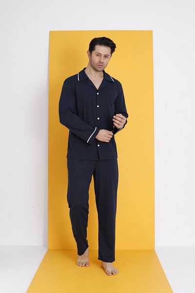 ELİTOL Men's Long Sleeve Buttoned Pajama Suit
