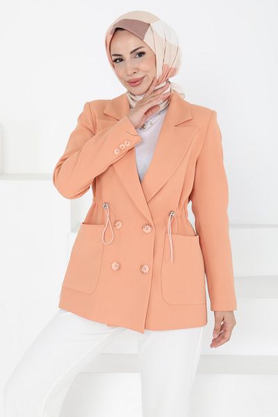 TOFİSA Buttoned Drawstring Jacket Powder - 27252