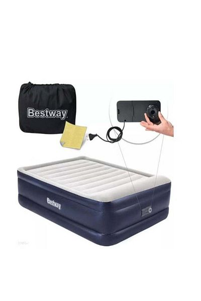 BESTWAY Inflatable air mattress - Large size with comfortable velvet surface, automatic inflation