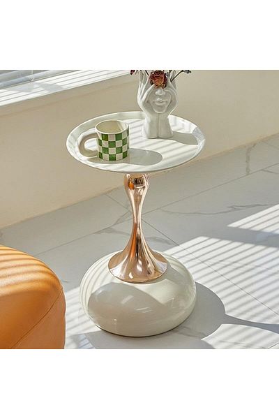Generic Tables Nordic Accent End Sofa Metal and Gold Oak Round Modern Side Set Living Room Furniture Luxury