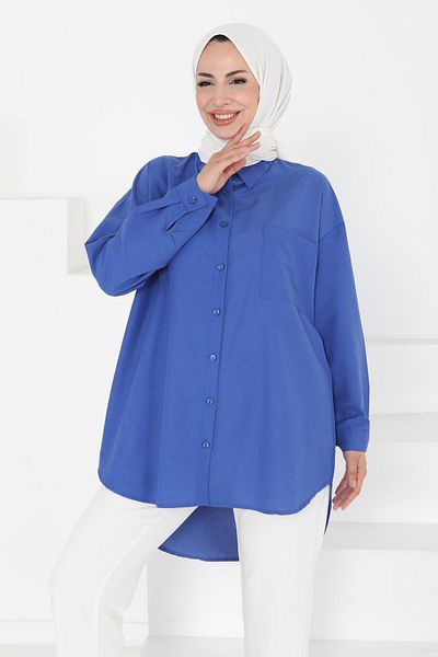 TOFİSA Single Pocket Shirt Saks - 27087