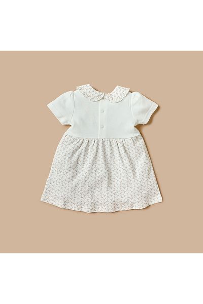 giggles Leaf Print A-line Dress with Short Sleeves