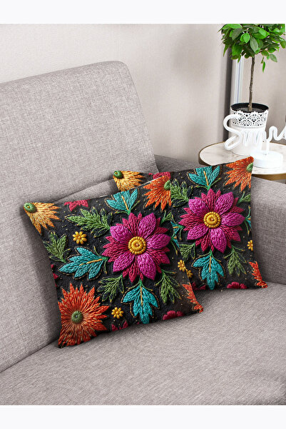 G&C HOME Set de 2 huse de pernă cu model de perforare, imprimate digital, faț...