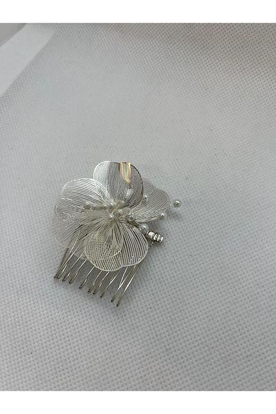 Çınar Aksesuar Agrafă de păr elegantă cu perle cu motiv floral pentru mireasă și invitație - 1 bucată