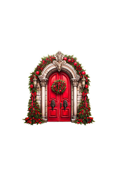 INOVATIX Set de 8 autocolante cu ghirlandă de Crăciun pentru ușile castelului...