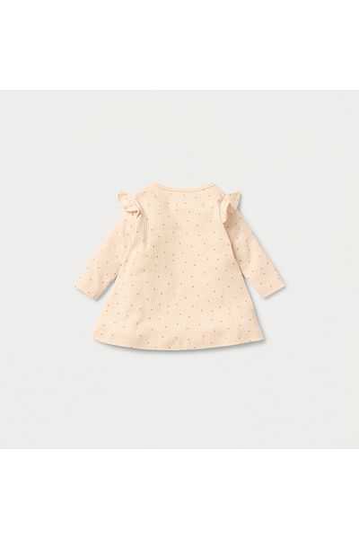 Juniors Bunny Applique Ribbed Dress with Ruffle Detail and Long Sleeves