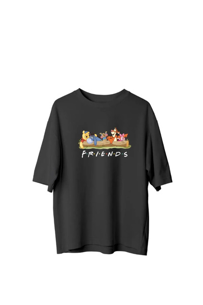 Koklonmoda Büyük Beden Unisex Friends Baskılı Oversize T-Shirt