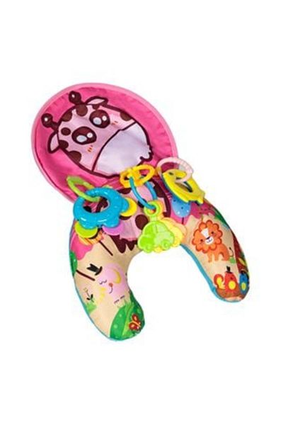 OEM Baby Pillow with Activities Pink Giraffe and Hanging Toys