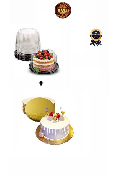 figanlar ambalaj 24cm Medium Size Plastic Cake Box Cake Plate with Transparent Lid 10 Pieces