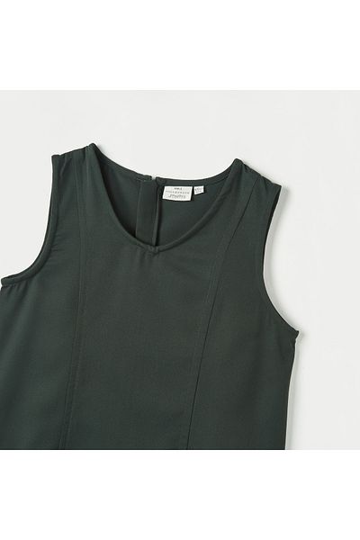 Juniors Solid Pinafore with Zip Closure and Tie-Ups