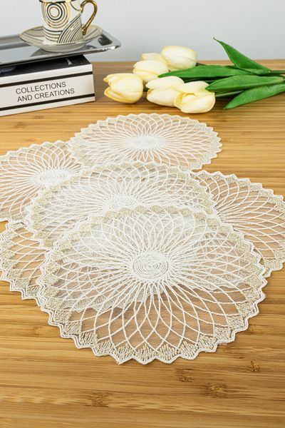 Yaren Style 6 Fan Cream Gold Glitter Coasters & Cocktail Napkins