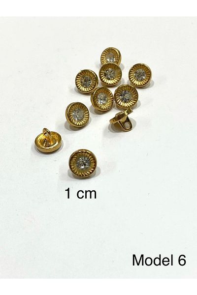 karantuhafiye Stoned Blouse Button / Metal Blouse Button Gold / 10 Pieces /2887/ Model 6