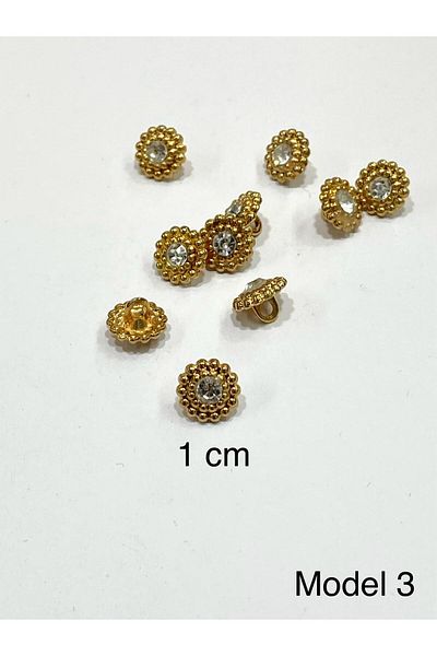 karantuhafiye Stoned Blouse Button / Metal Blouse Button Gold / 10 Pieces /2887/ Model 3