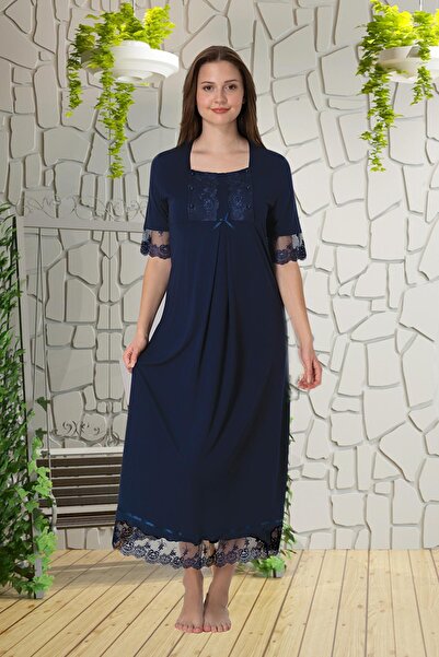 lohusahamile Νυχτικό εγκυμοσύνης σε μπλε ναυτικό με δυνατότητα εύκολης θηλαστ...