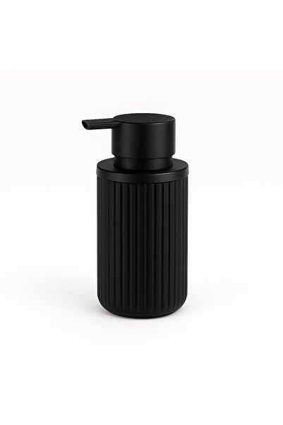 Sas Haus Lines Series Black Bathroom Set, 5 Piece Acrylic Trash Can, Brush, Soap Dispenser Bathroom Accessories Set