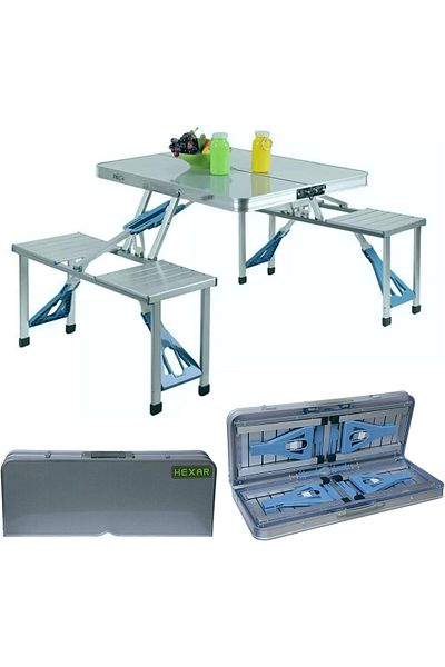 Generic Aluminum Folding Camping Picnic Table With 4 Seats Multipurpose Four Seater Foldable Table, Perfect