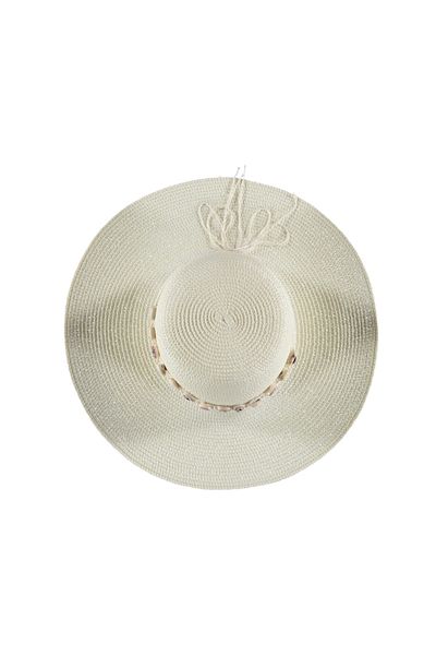 cskticaret Beach Hat Drawstring Seashell Straw Fedora