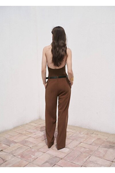 MANGO Woman Düz kesim orta belli pantolon