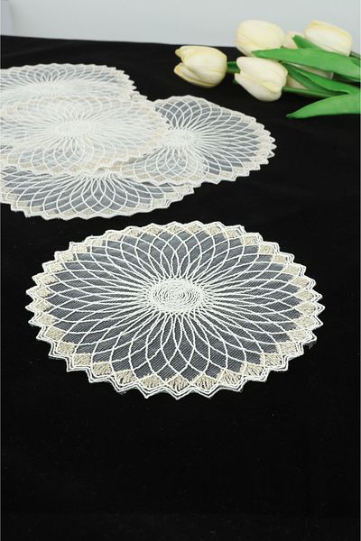 Yaren Style 6 Fan Cream Gold Glitter Coasters & Cocktail Napkins