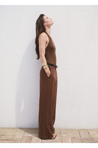 MANGO Woman Düz kesim orta belli pantolon