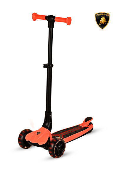Lamborghini Lisanslı L3 Kolay Katlanabilir Işıklı Orta Gövde ve Işıklı Tekerlekli Çocuk Scooter Turuncu