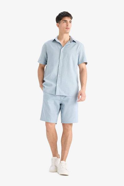 DeFacto New Season 100% Cotton Relax Fit Linen Look Bermuda Shorts with Pockets