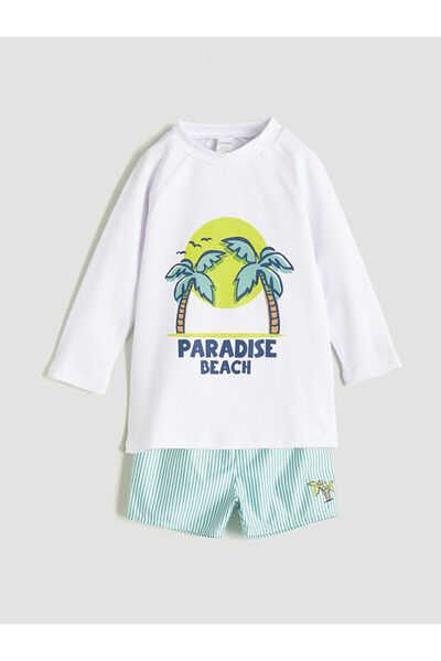 LC Waikiki New Season Boy's Swimming T-Shirt and Swimming Shorts 2-Piece