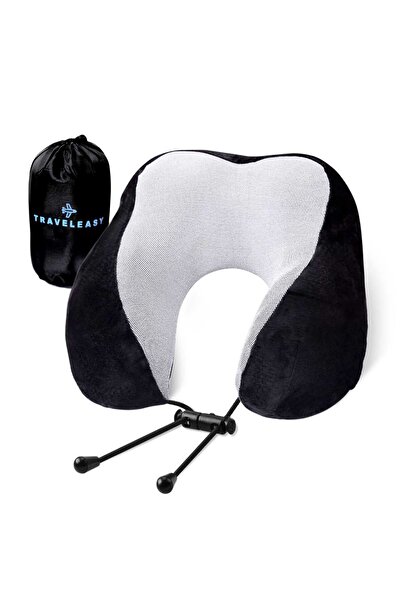 Travel Easy وسادة سفر للرقبة من إسفنج الذاكرة، غطاء مريح وجيد التهوية