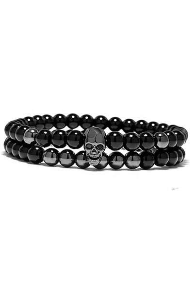 Tessero Set de două brățări cu onix negru, 18,5 cm