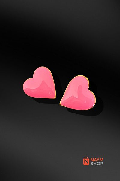 NAYM SHOP Steel Pink Ceramic Heart Earrings